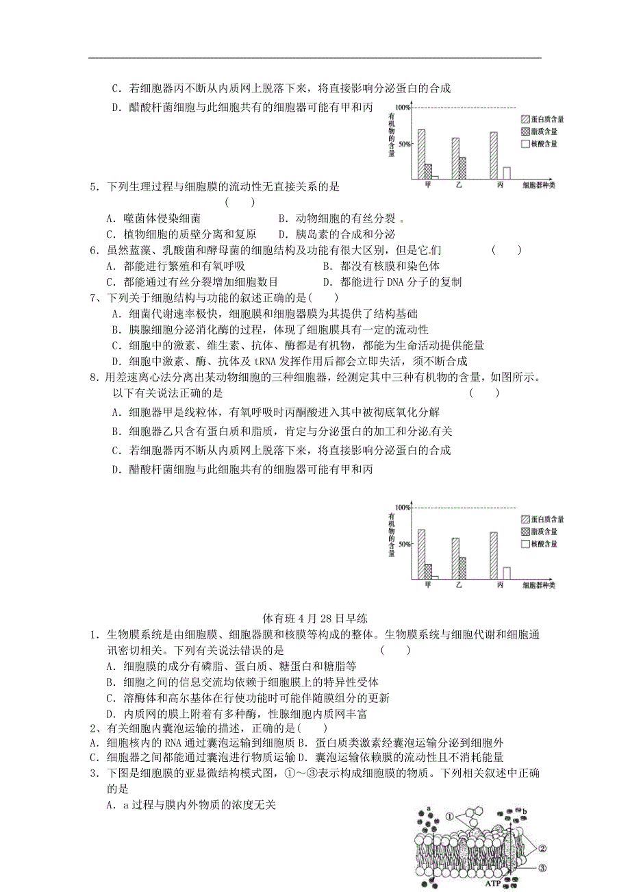 山东省曲阜市鲁城街道办事处孔子中学2015届高三生物 下学期早练试题（2）_第2页