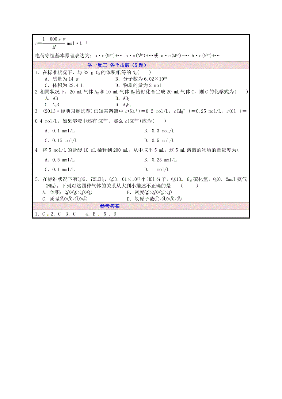 河南省郑州市中原区学大教育培训学校高一化学期中圈题6《以物质的量为核心的计算》_第2页