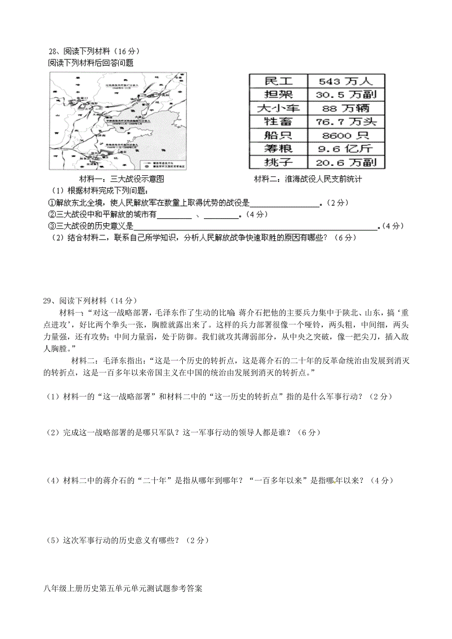 河北省兴隆县北营房镇初级中学2014-2015学年八年级历史下学期第一次月考试题 新人教版_第4页