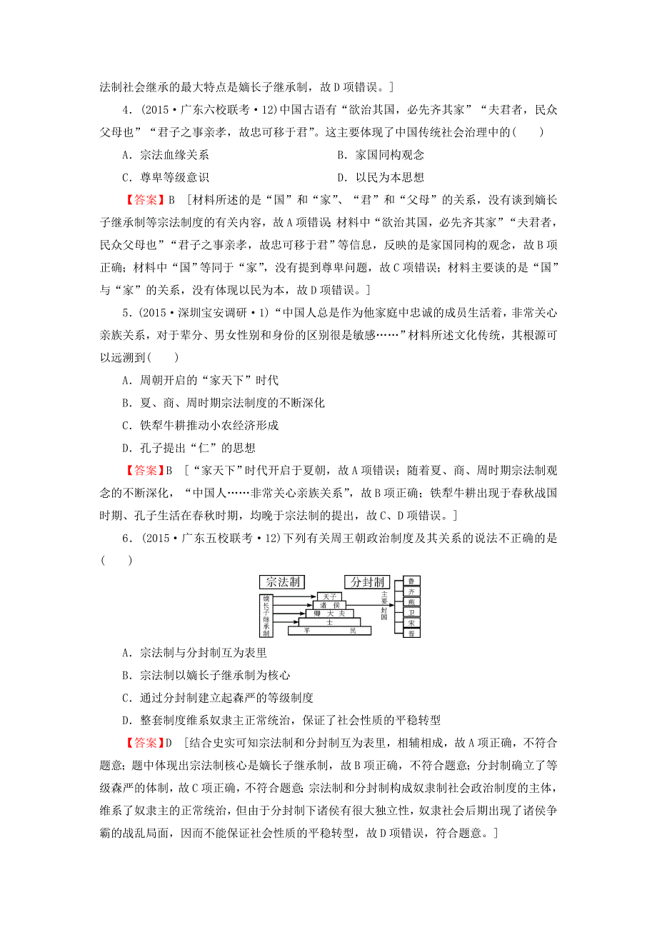 2016届高考历史一轮复习 第1讲 夏、商、西周的政治制度习题_第2页