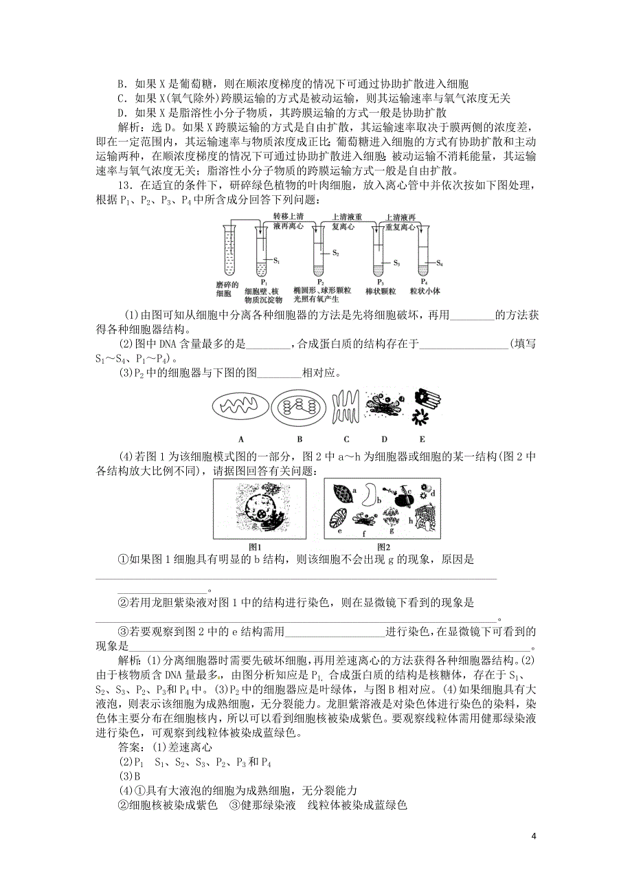 2016届高考生物一轮复习 第二单元 细胞的结构和物质运输单元过关检测（二）_第4页