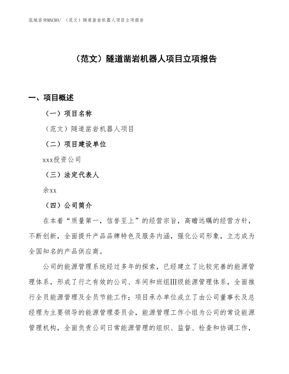 （范文）隧道凿岩机器人项目立项报告_第1页