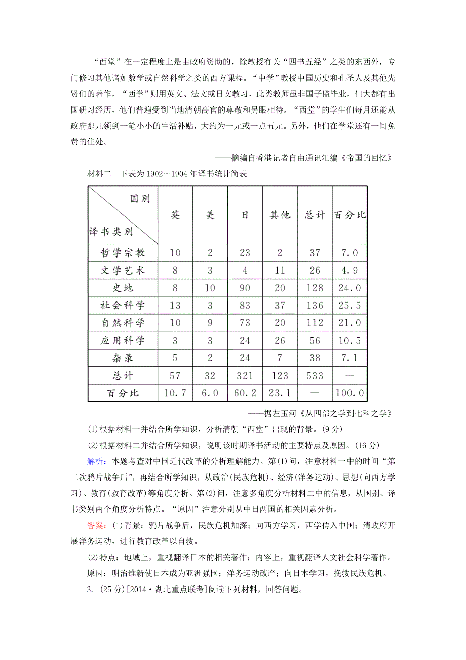 2016届高考历史一轮总复习 近代亚非国家的改革限时规范特训（含解析）新人教版选修1_第2页