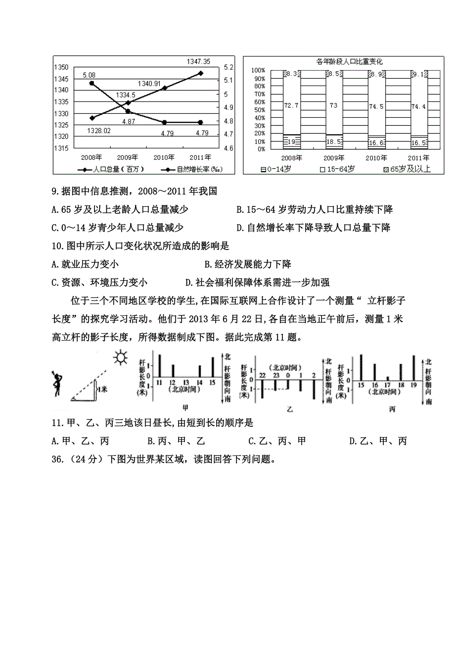 河北省2015届高三文综（地理部分）模拟考试试卷（一）_第3页