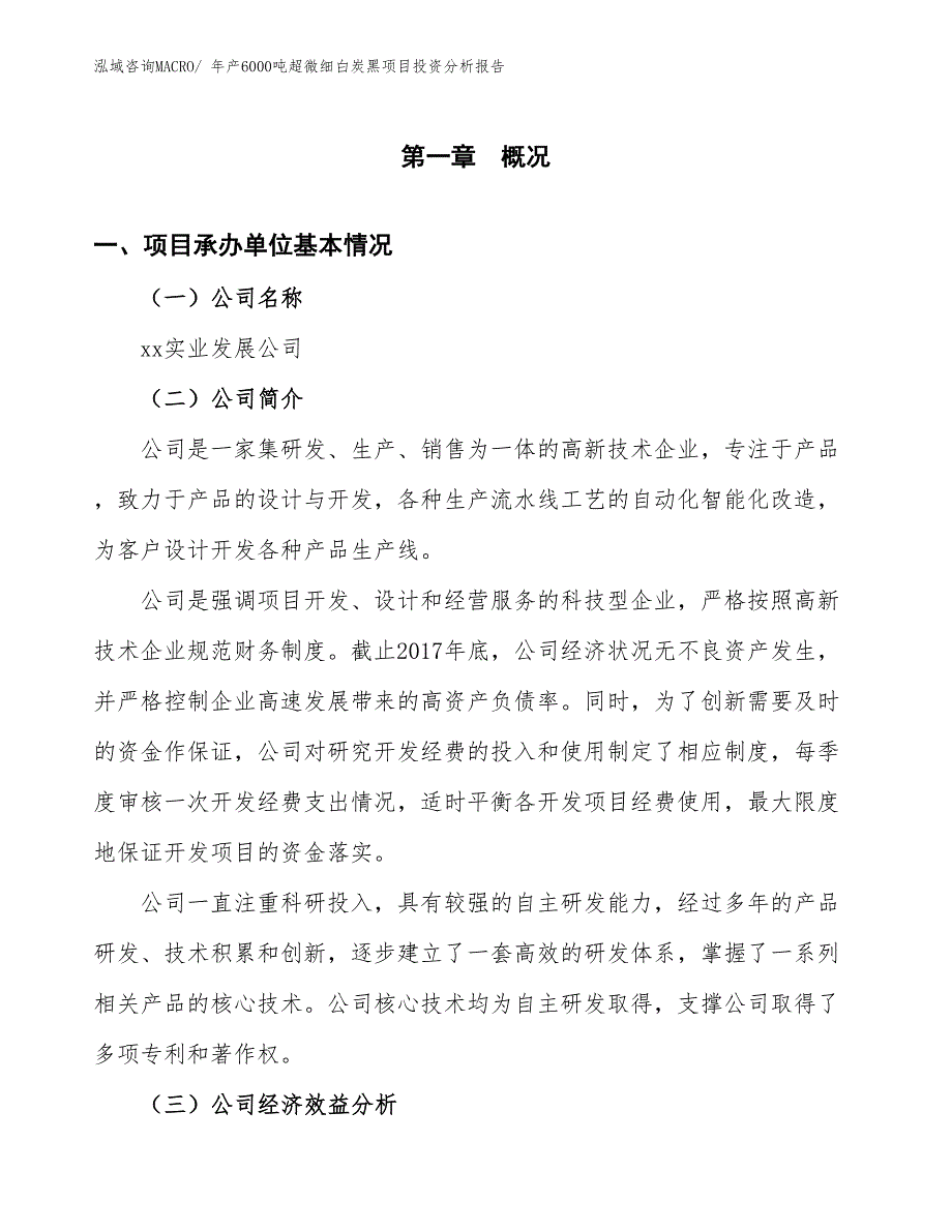 xx实业发展公司年产6000吨超微细白炭黑项目投资分析报告_第2页