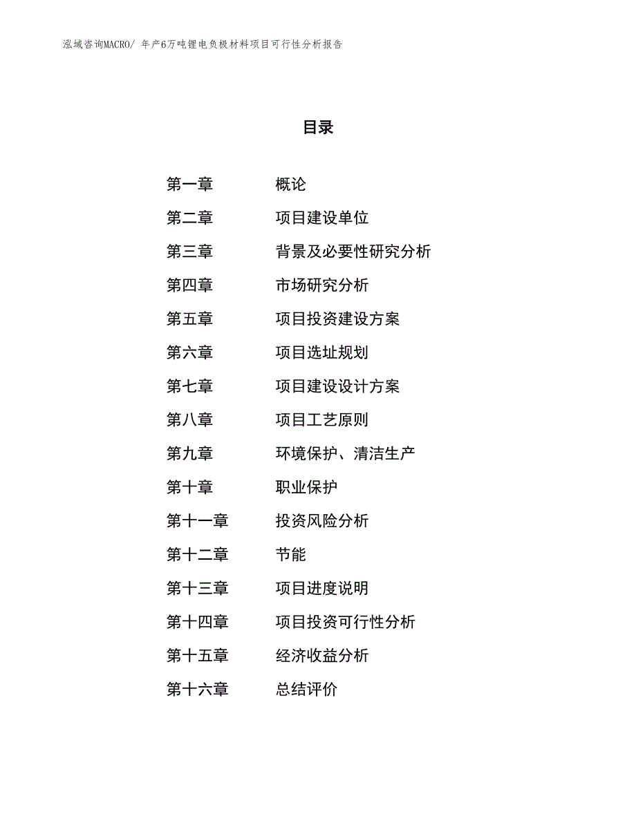 年产6万吨锂电负极材料项目可行性分析报告(总投资7908.18万元)_第1页