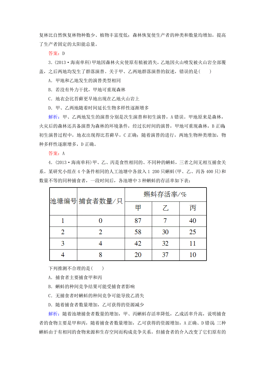 2015高考生物一轮总复习 第4章 第3、4节 群落的结构 群落的演替高考真题练习 新人教版必修3_第2页