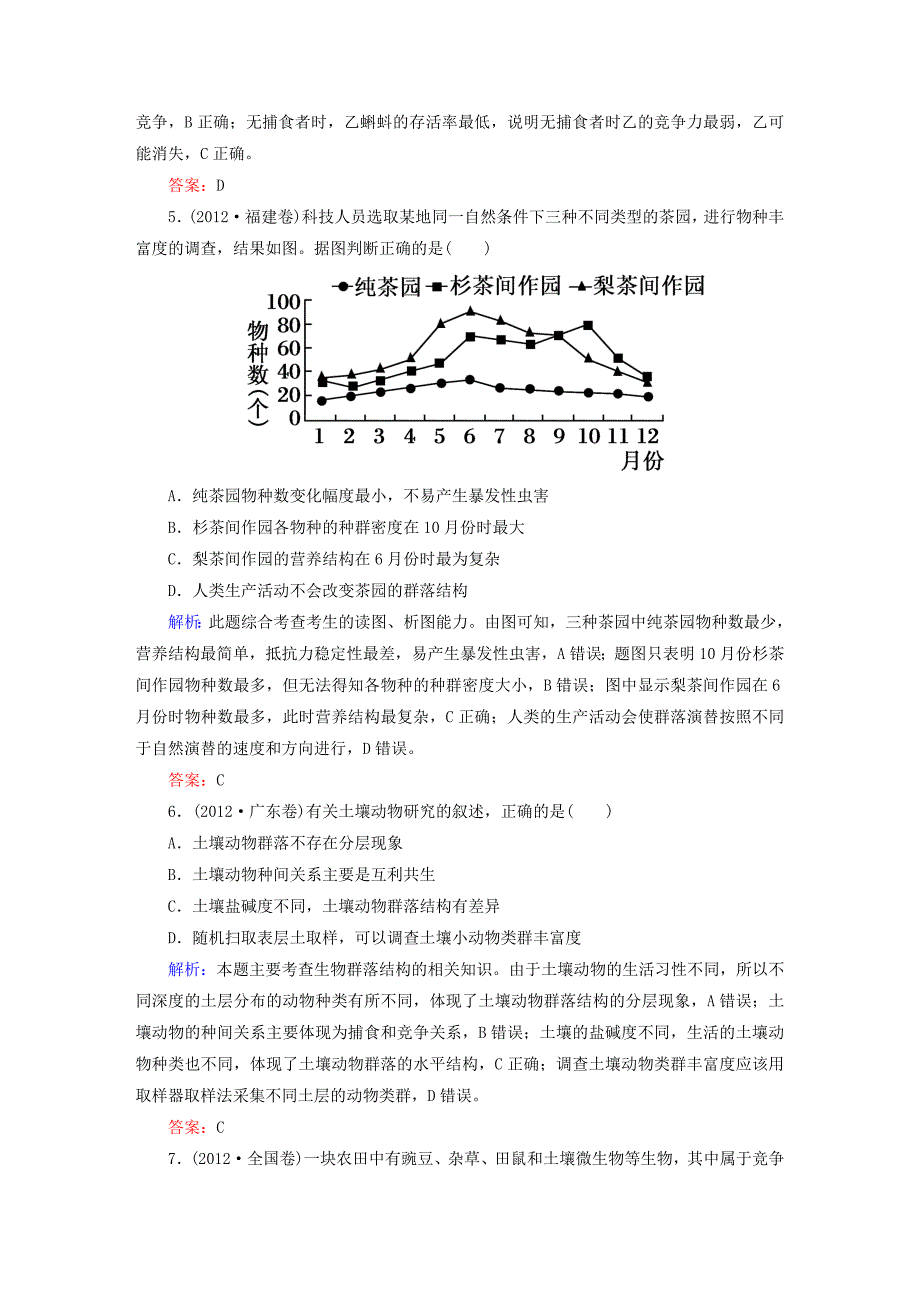 2015高考生物一轮总复习 第4章 第3、4节 群落的结构 群落的演替高考真题练习 新人教版必修3_第3页