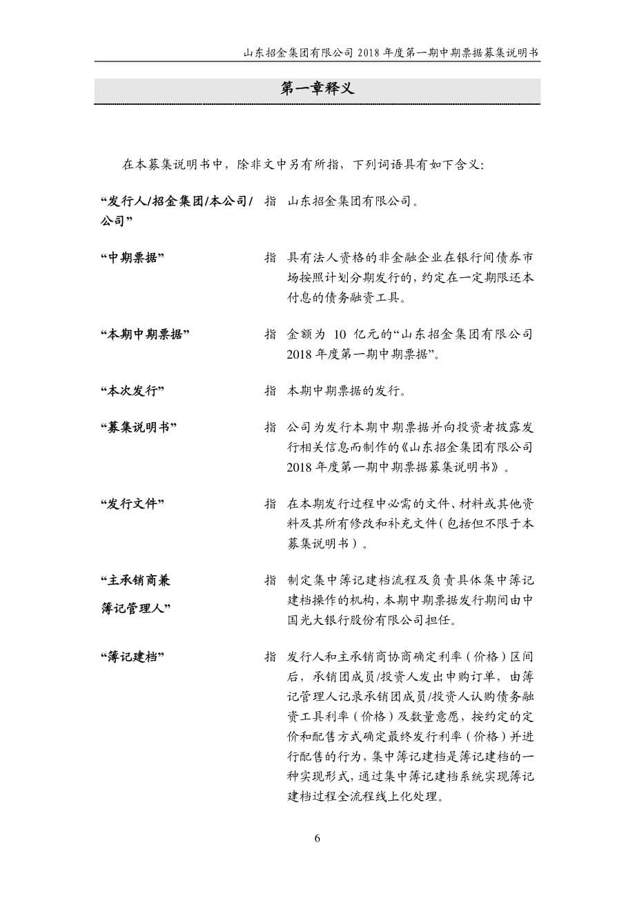 山东招金集团有限公司18年度第一期中期票据募集说明书_第5页