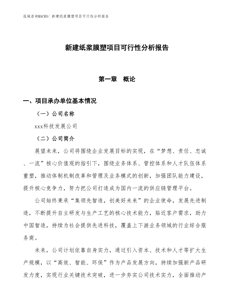 新建纸浆膜塑项目可行性分析报告_第1页