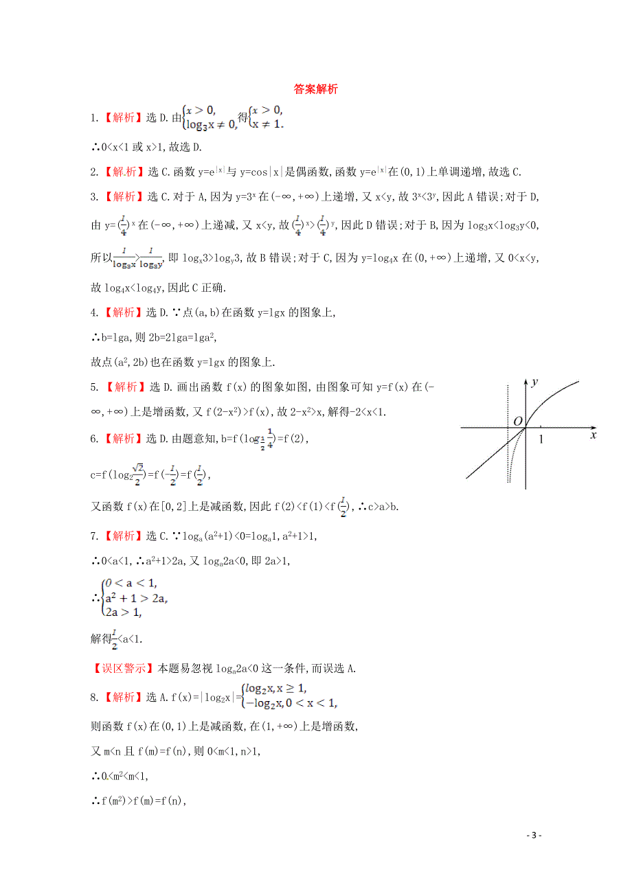 （广东专用）2014年高考数学 第二章 第五节 对数函数课时作业 理 新人教a版_第3页