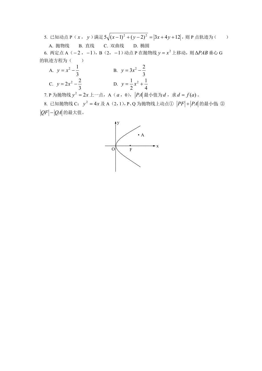 高中数学 抛物线知识精讲 理 人教版第二册_第5页