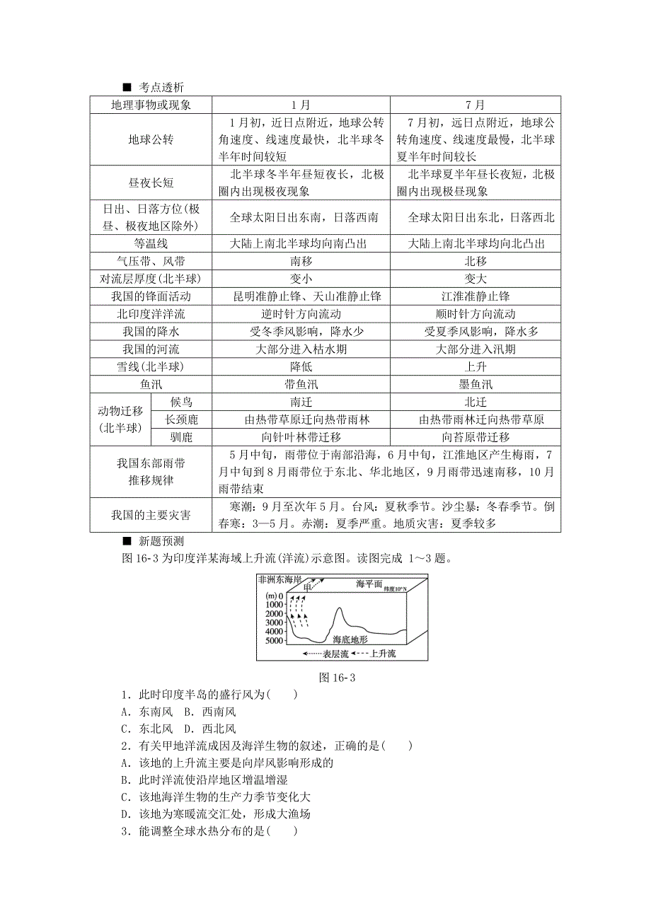 （全国通用）2016高考地理二轮复习 专题十六 地理事象的季节变化听课手册_第2页