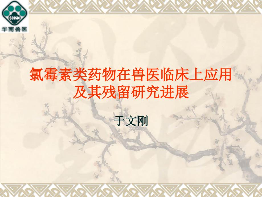 课件：氯霉素类药物在兽医临床上应用及其残留研究进展_第1页