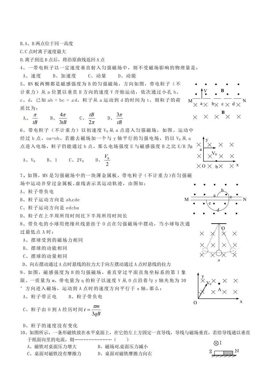 四川省资阳市高考物理专题复习 磁场专题（二）_第5页
