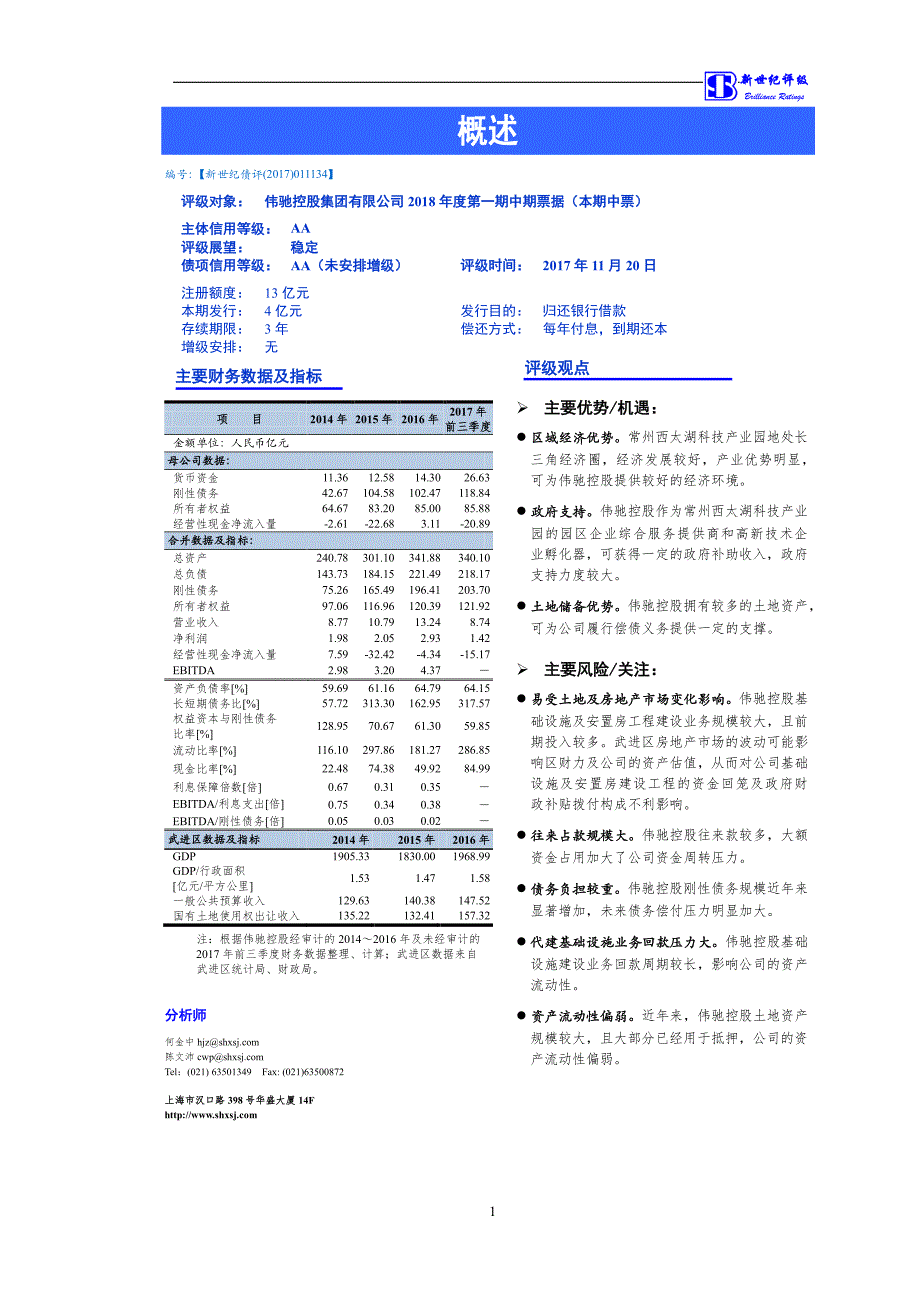 伟驰控股集团有限公司18年度第一期中期票据信用评级报告_第1页