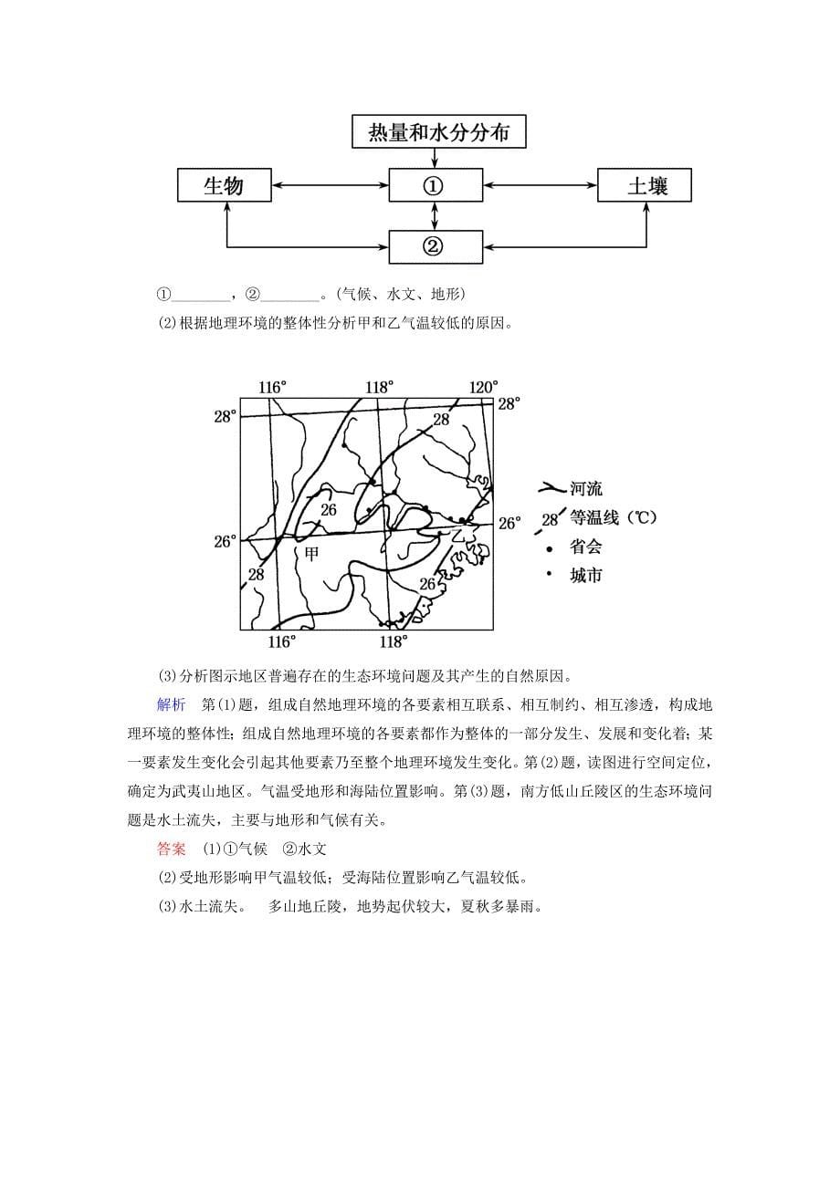 2014-2015学年高中地理 自然地理环境的整体性双基限时练 新人教版必修1_第5页