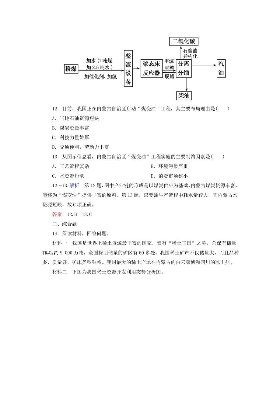 2014-2015学年高中地理 能源资源的开发以我国山西省为例双基限时练 新人教版必修3_第5页