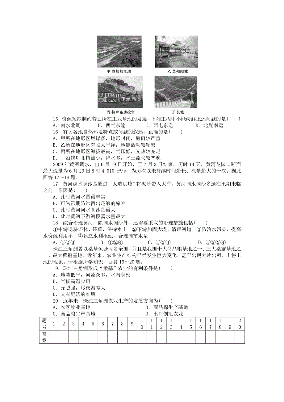 2014-2015学年高中地理 综合检测（a）鲁教版必修3_第3页