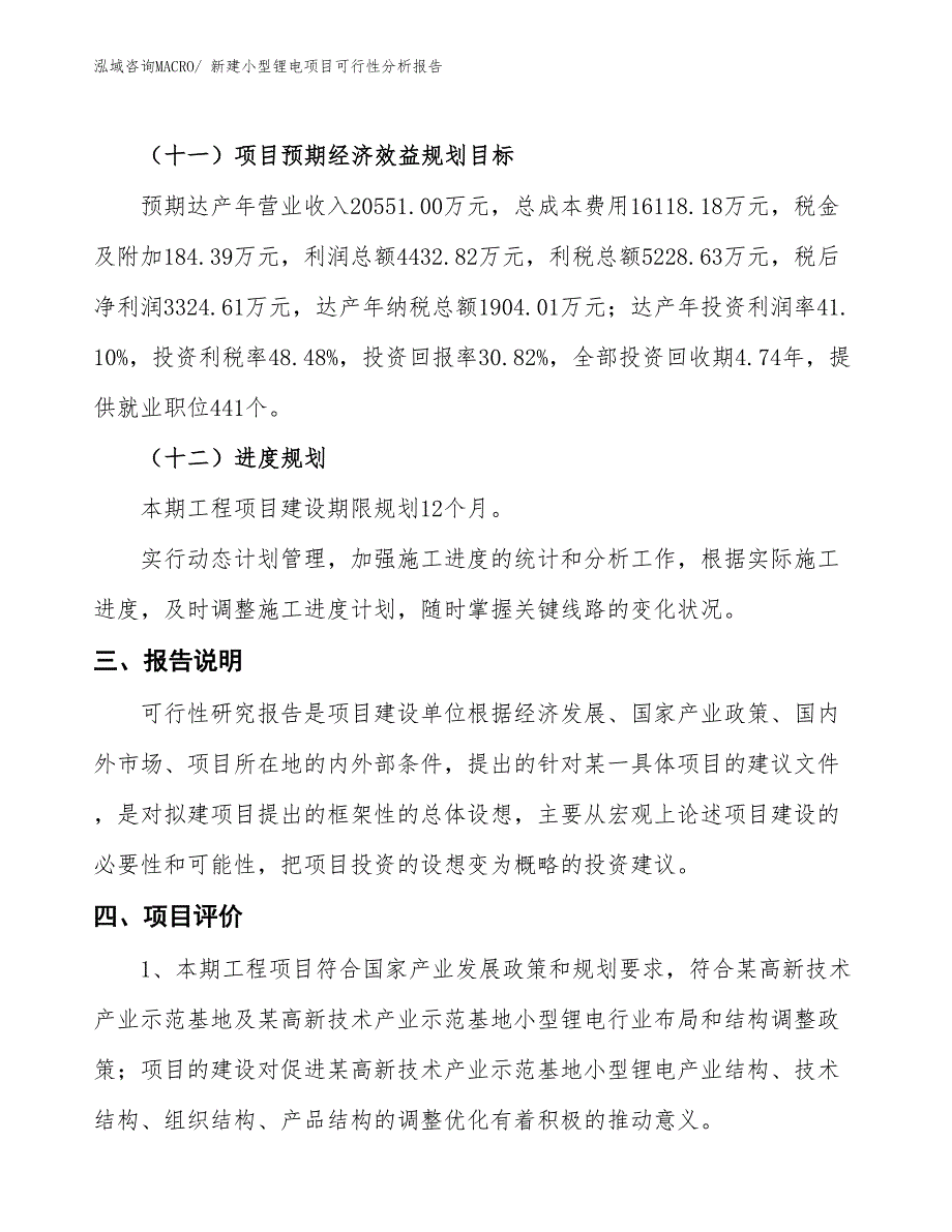 新建小型锂电项目可行性分析报告_第4页