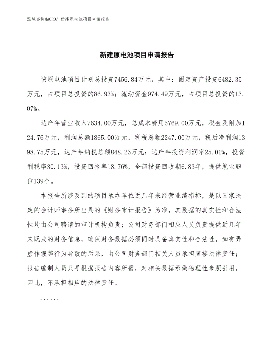 新建原电池项目申请报告_第2页