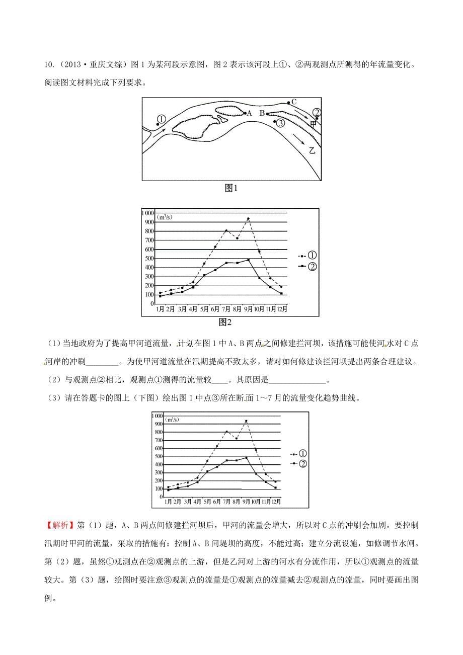 2014-2015学年高中地理（真题感知+探寻考向）第三章 地球上的水阶段复习课 新人教版必修1_第5页