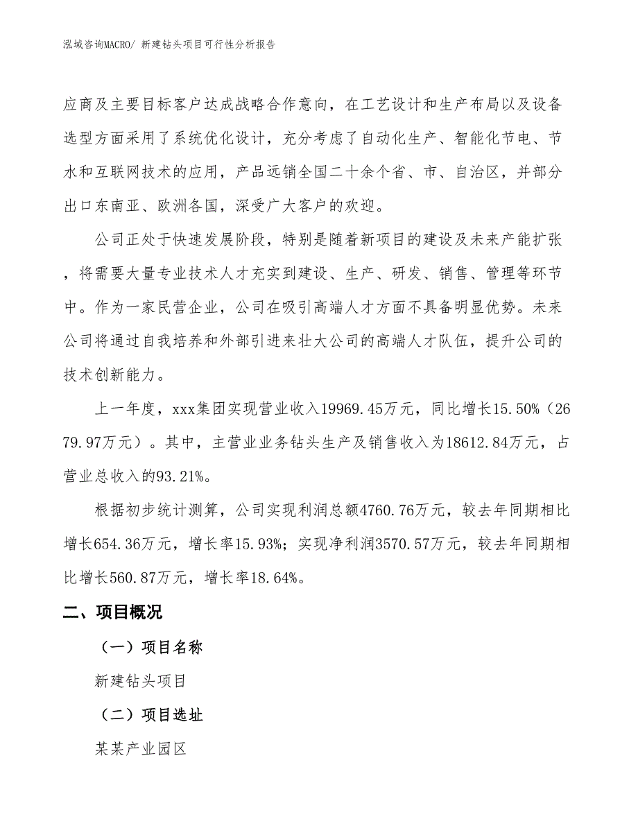 新建钻头项目可行性分析报告_第2页