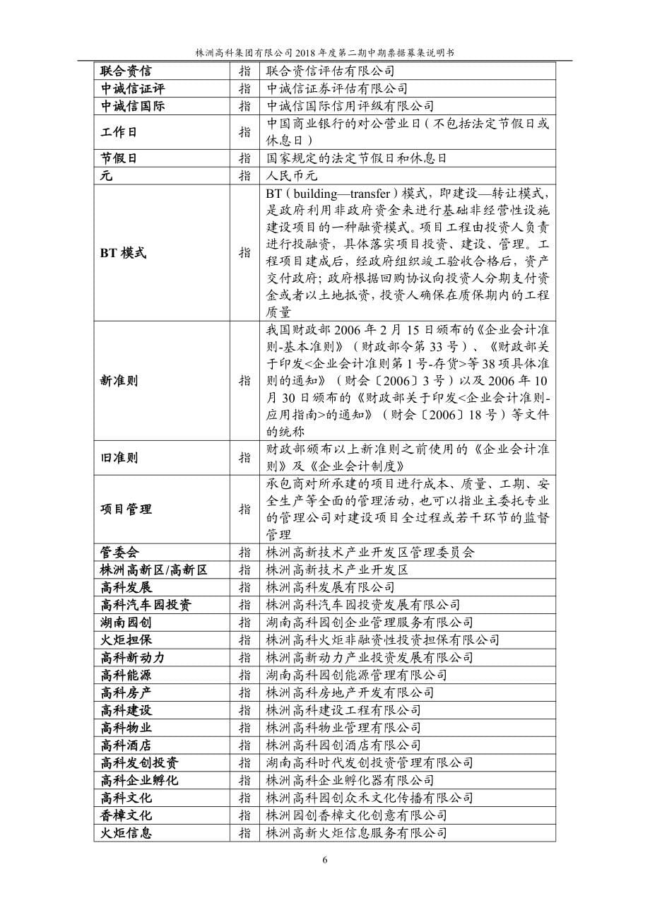 株洲高科集团有限公司18年度第二期中期票据募集说明书(更新)_第5页