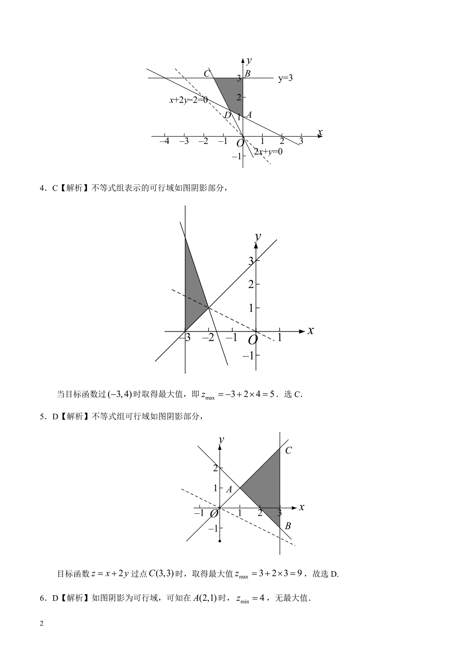 高考理科数学专题七 不等式  第二十讲 二元一次不等式(组)与简单的线性规划问题答案_第2页