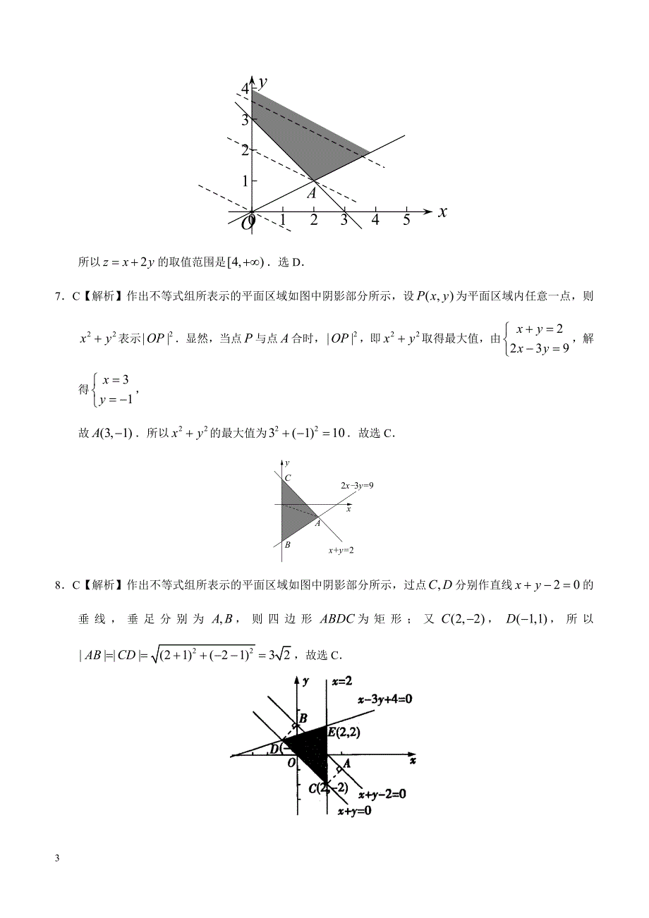 高考理科数学专题七 不等式  第二十讲 二元一次不等式(组)与简单的线性规划问题答案_第3页