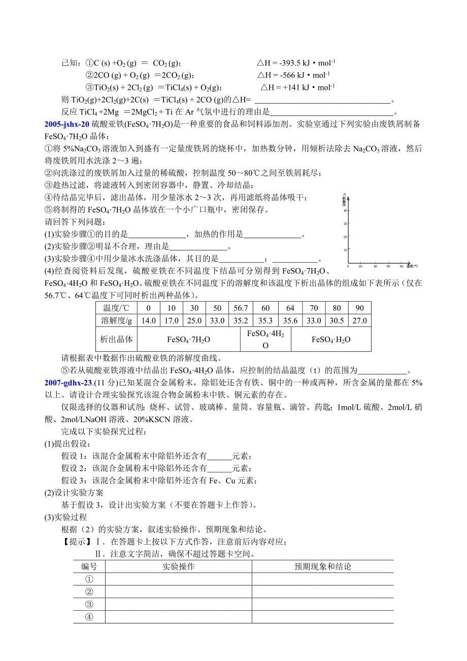 高中化学 铁及其化合物专题训练9 化学实验_第5页