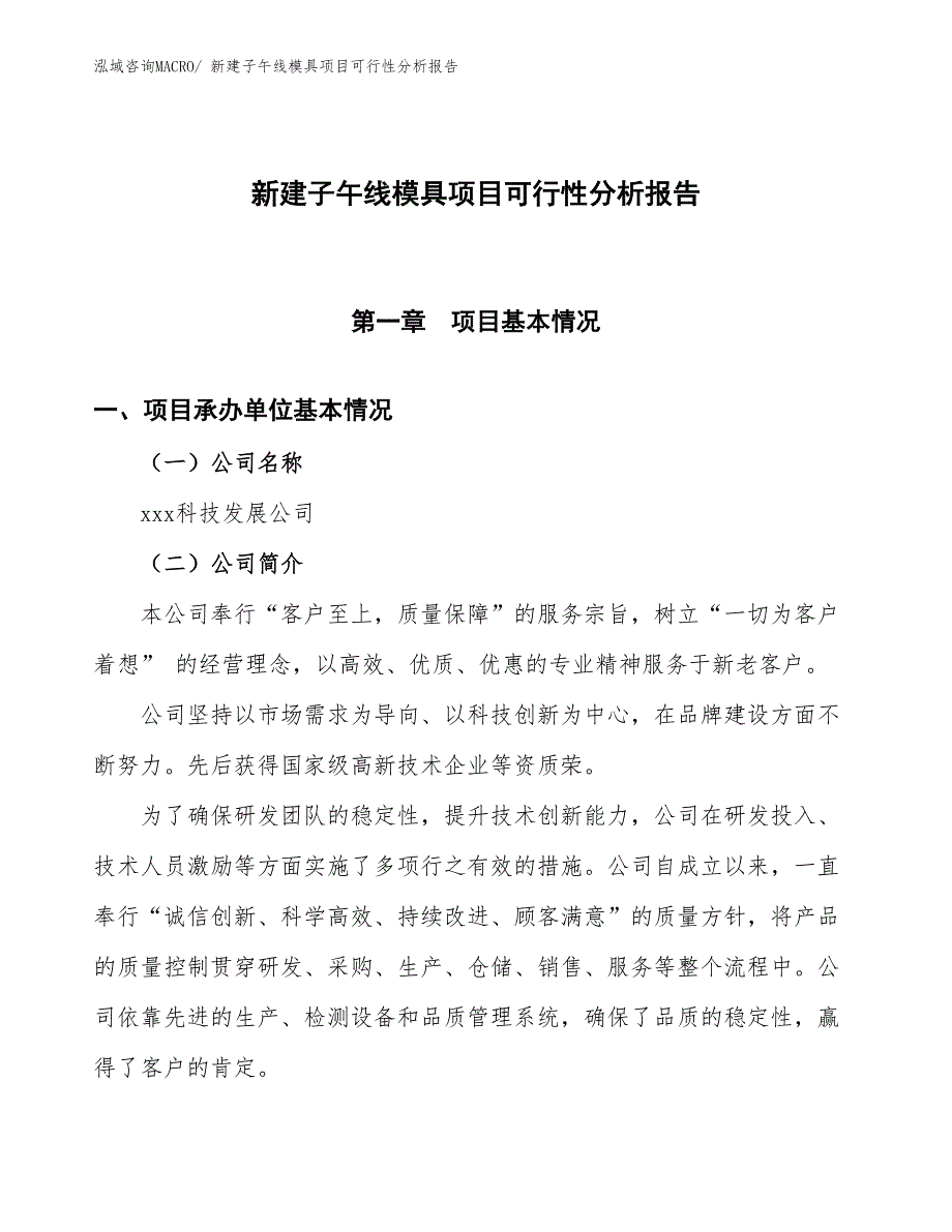 新建子午线模具项目可行性分析报告_第1页