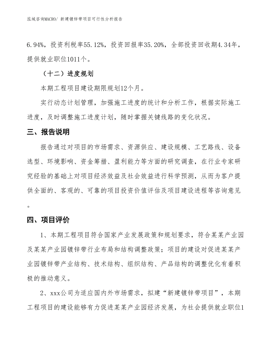 新建镀锌带项目可行性分析报告_第4页