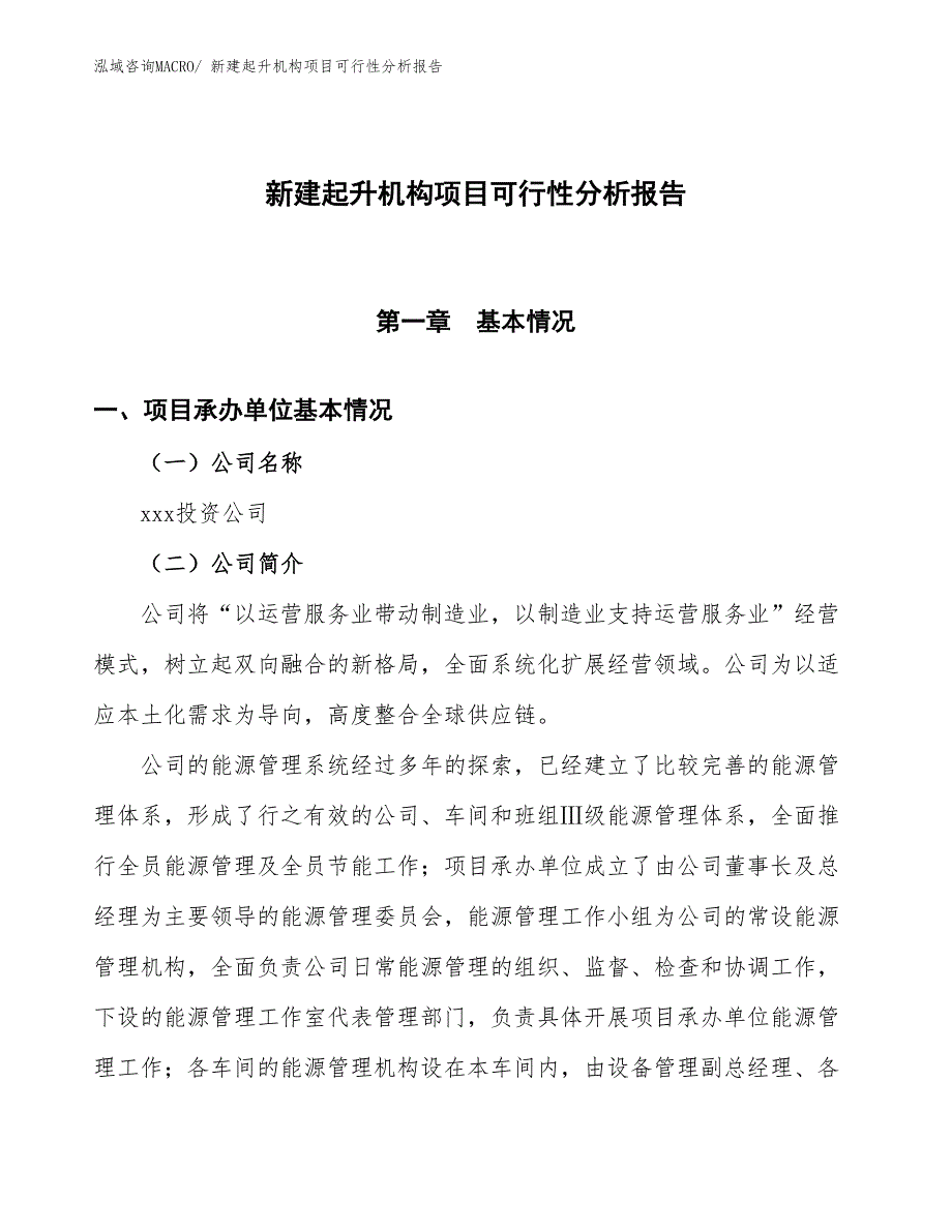 新建起升机构项目可行性分析报告_第1页