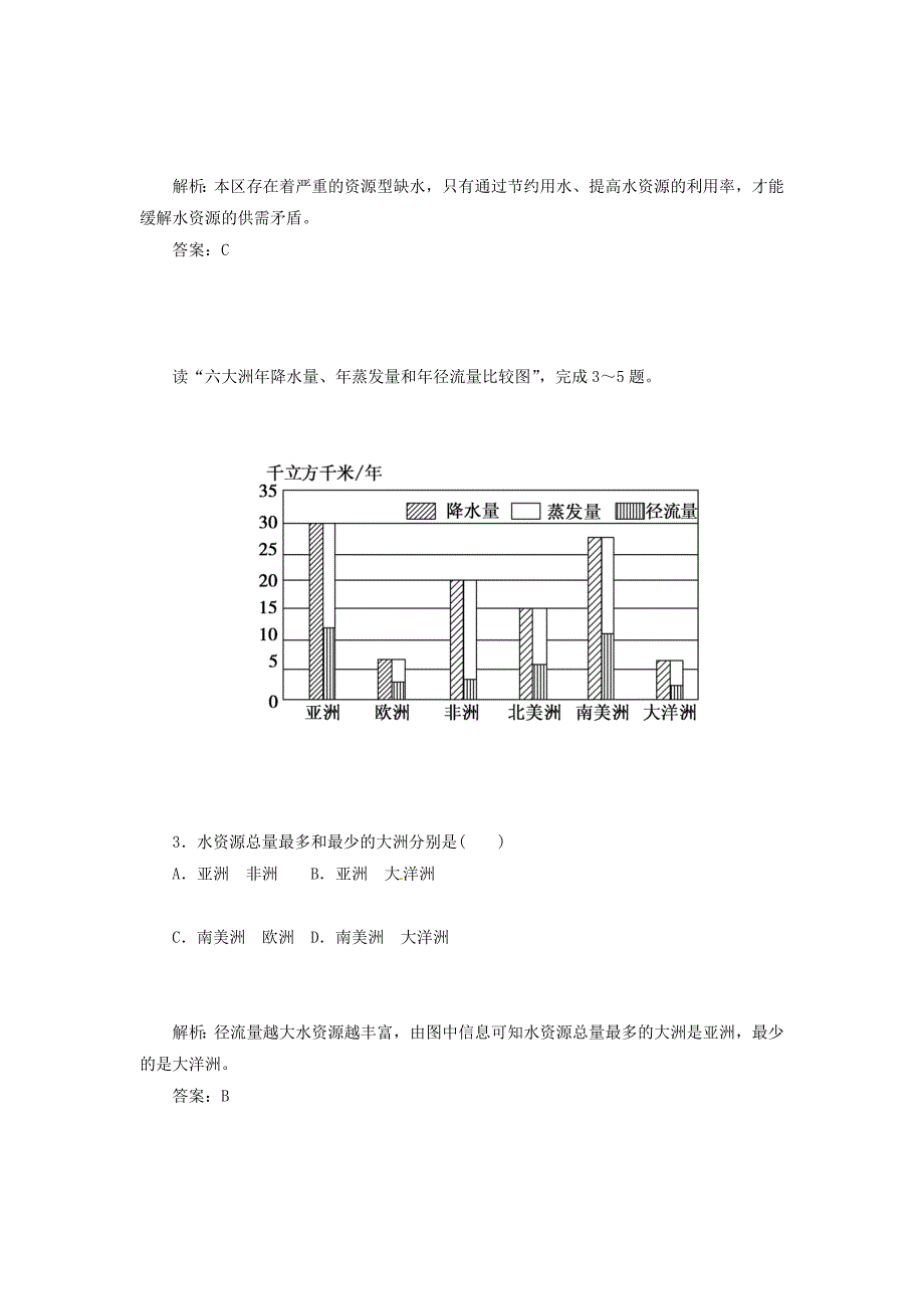 2014-2015学年高中地理 第四节 水资源对人类生存和发展的意义达标巩固 中图版必修1_第2页