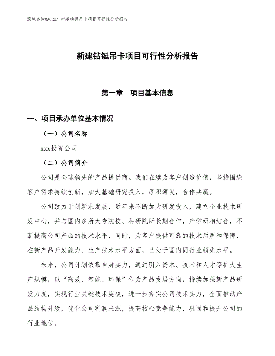 新建钻铤吊卡项目可行性分析报告_第1页