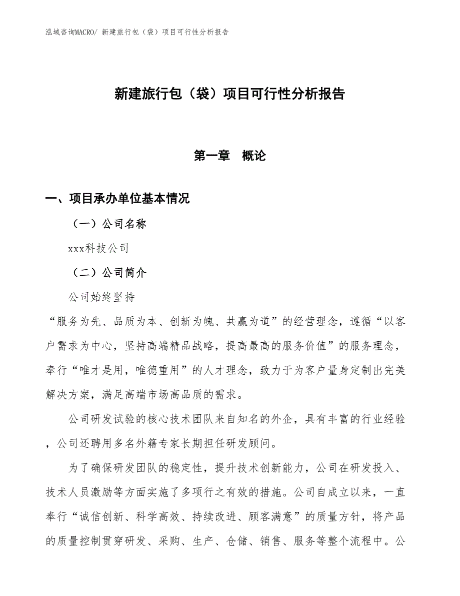 新建旅行包（袋）项目可行性分析报告_第1页