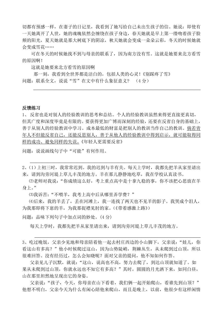 中考语文专题复习 理解文中重要词语的含义和作用_第5页