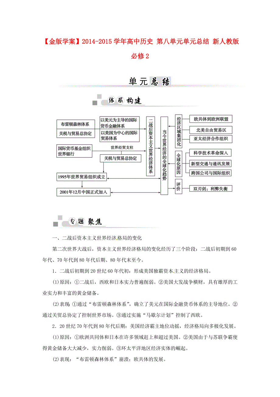 2014-2015学年高中历史 第八单元单元总结 新人教版必修2_第1页