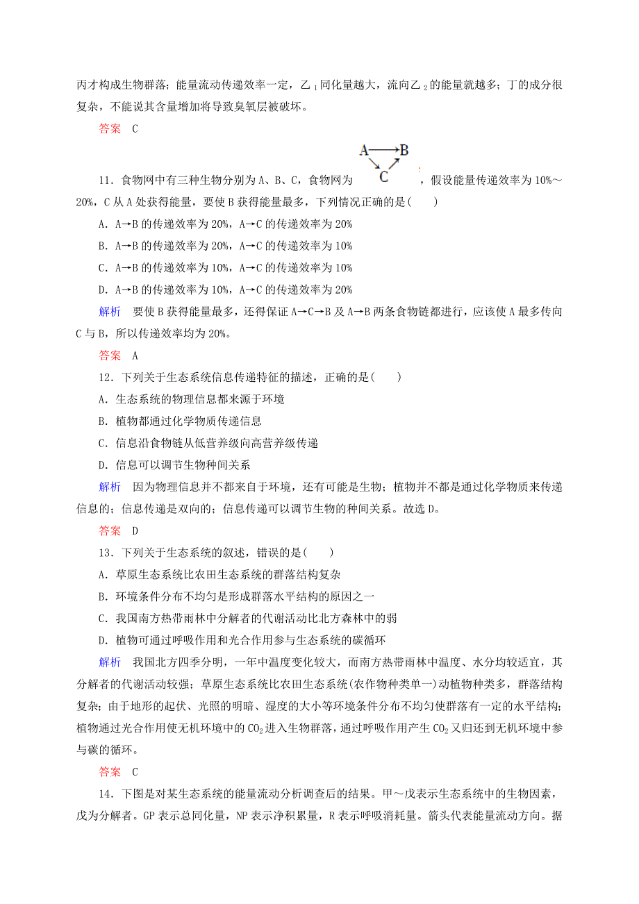 2014-2015学年高中生物 单元测评五 生态系统及其稳定性（含解析）_第4页