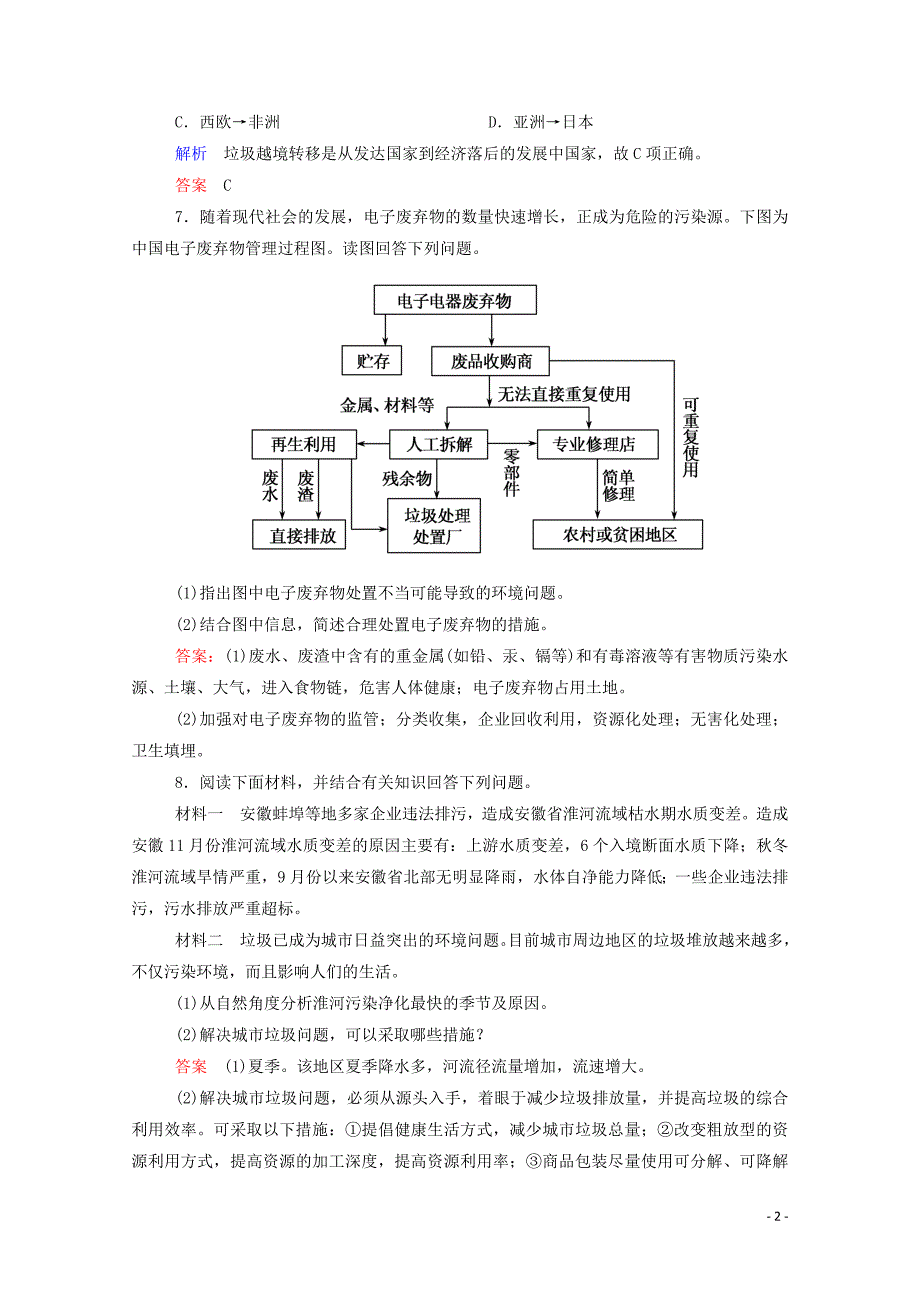 2014-2015学年高中地理 2-2 固体废弃物污染及其危害课内基础训练 新人教版选修6_第2页