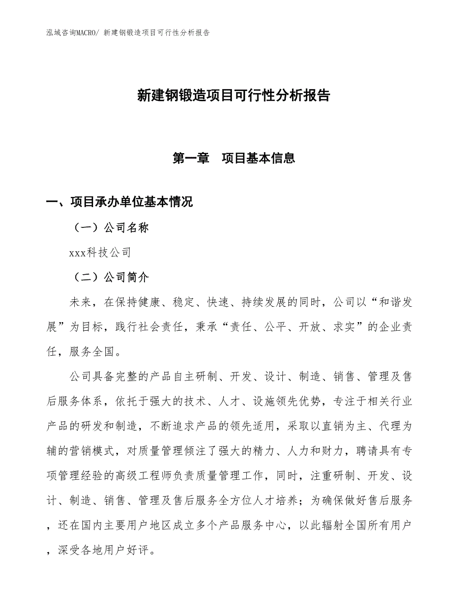 新建钢锻造项目可行性分析报告_第1页