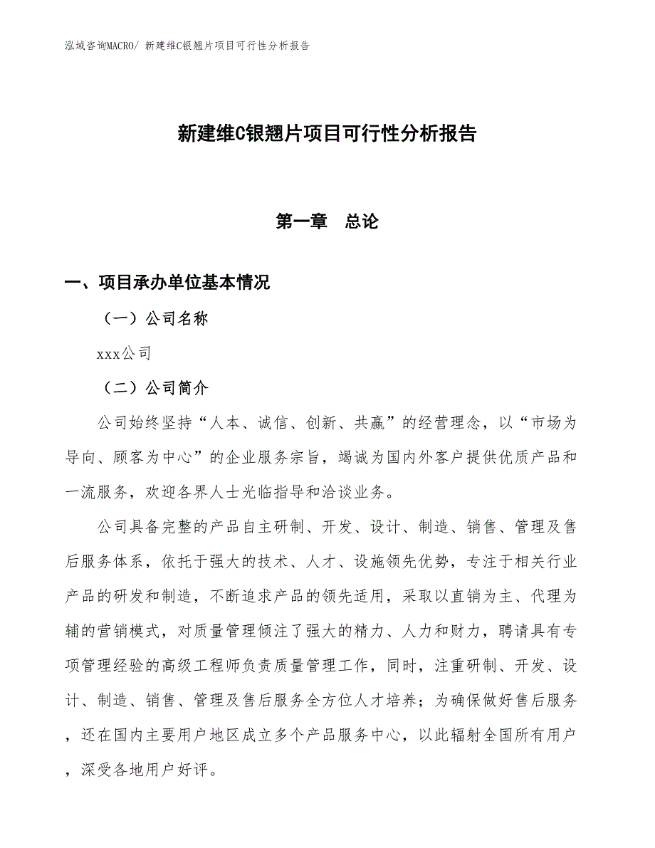 新建维C银翘片项目可行性分析报告_第1页