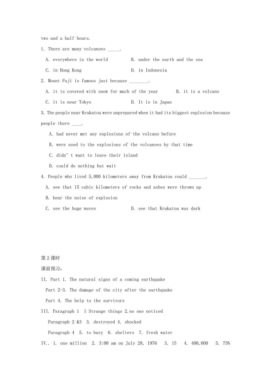 高中英语 unit4 earthquakes reading同步测控 新人教必修1_第5页