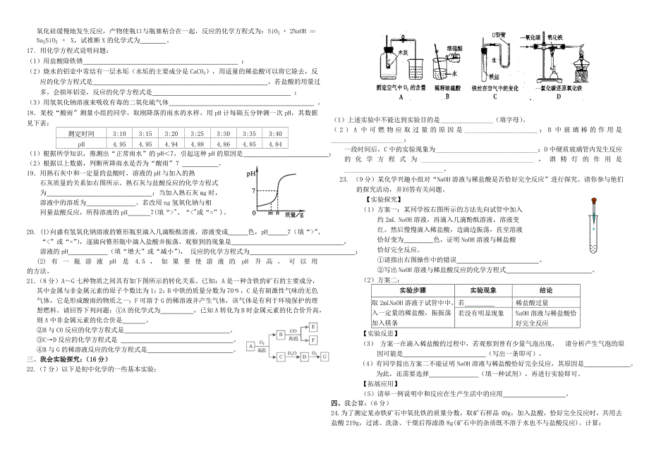九年级化学下册 第十单元 酸和碱单元综合测试题 新人教版_第2页