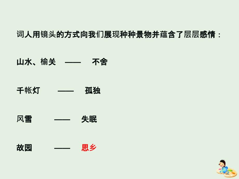 2018-2019学年高中语文 推荐作品 第二单元 长相思课件2 新人教版选修《中国古代诗歌散文欣赏》_第3页