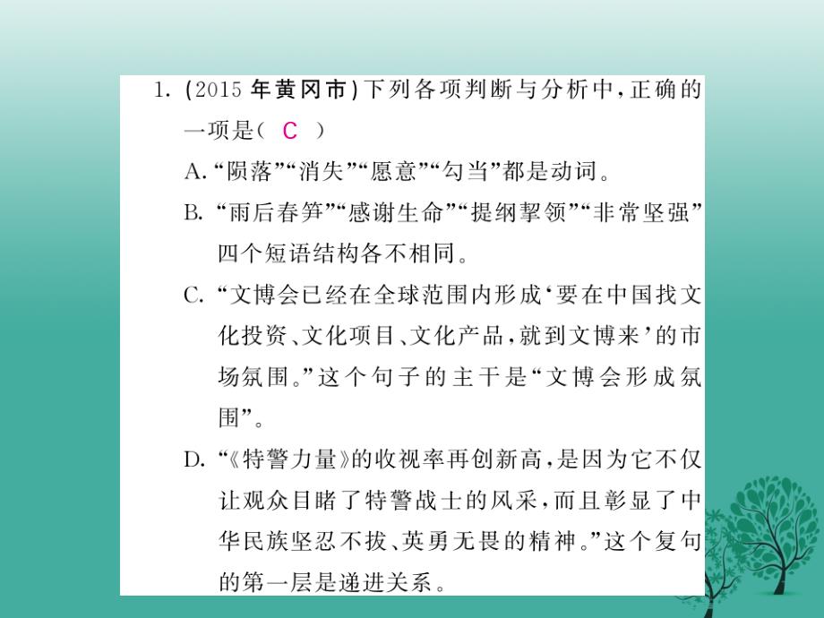 2018年春九年级语文下册 专题复习训练二 句子的运用课件 （新版）语文版_第2页