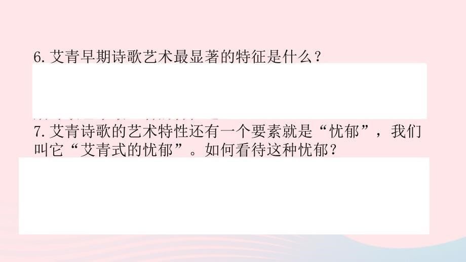 浙江省嘉兴市秀洲区高照实验学校中考语文总复习（九）艾青诗选课件_第5页