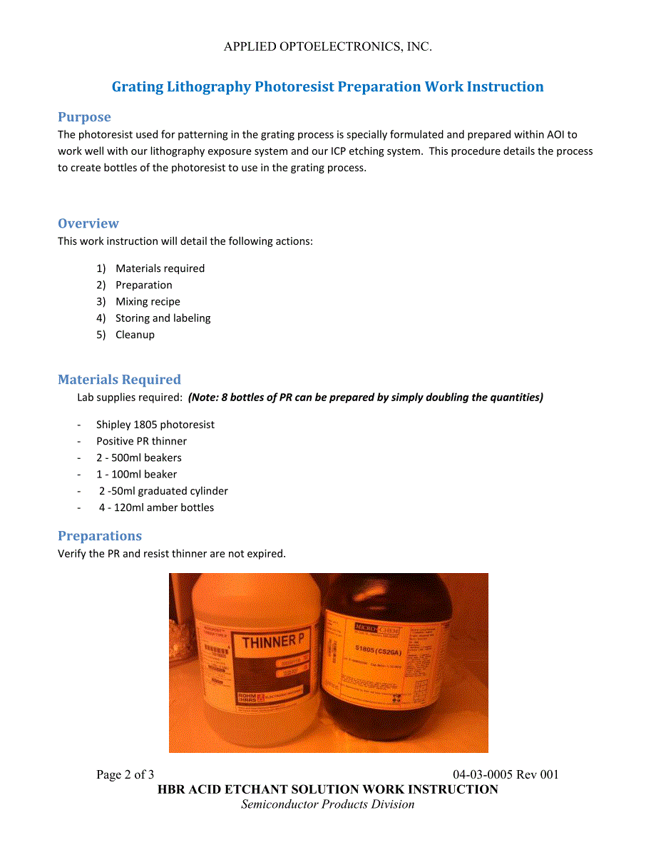 04-03-0006_001 Grating Lithography Photoresist Preparation Work Instruction （R）_第2页