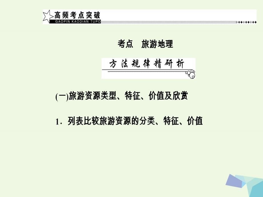 南方新课堂2018高考地理二轮专题复习专题十一旅游地理课件_第5页